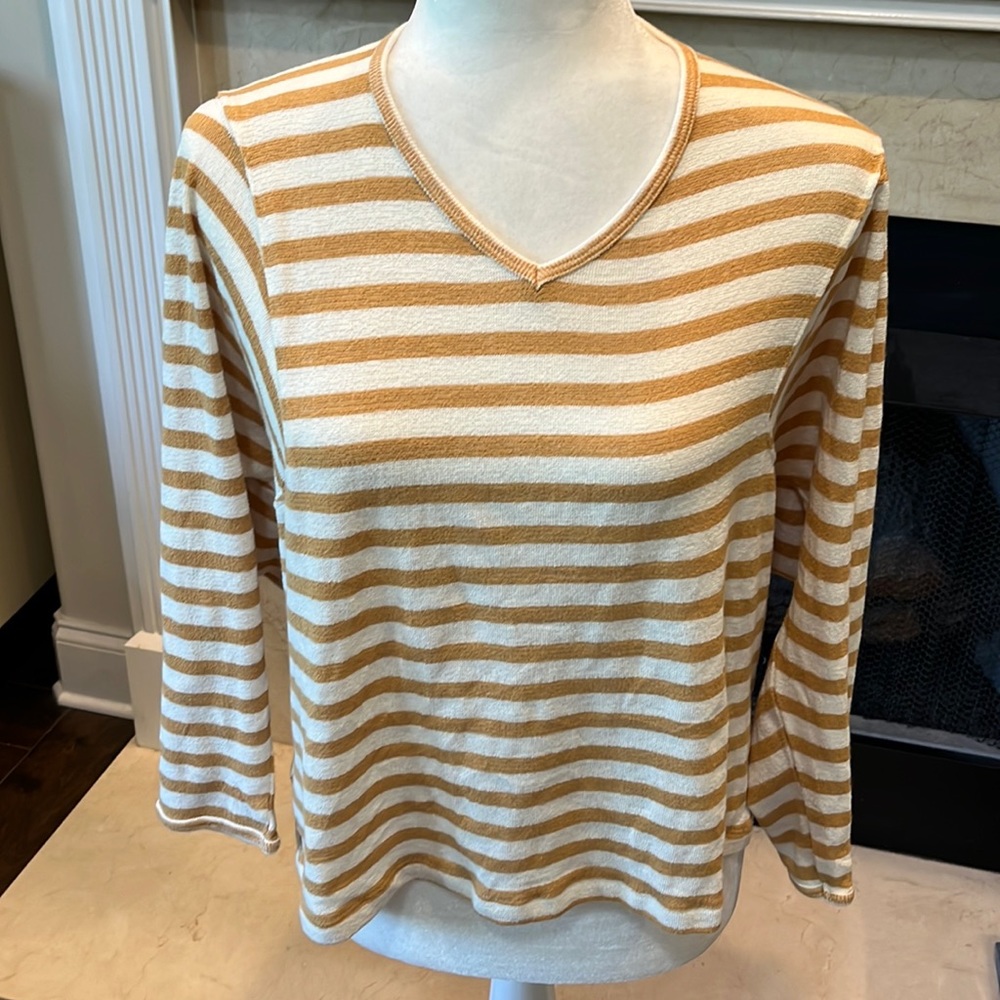Size M. Mustard and cream striped top. Worn once. Listing #1660